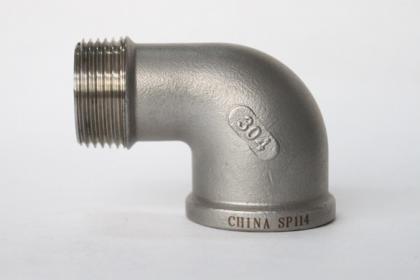 Stainless steel SP-114 90° elbow with internal and external teeth